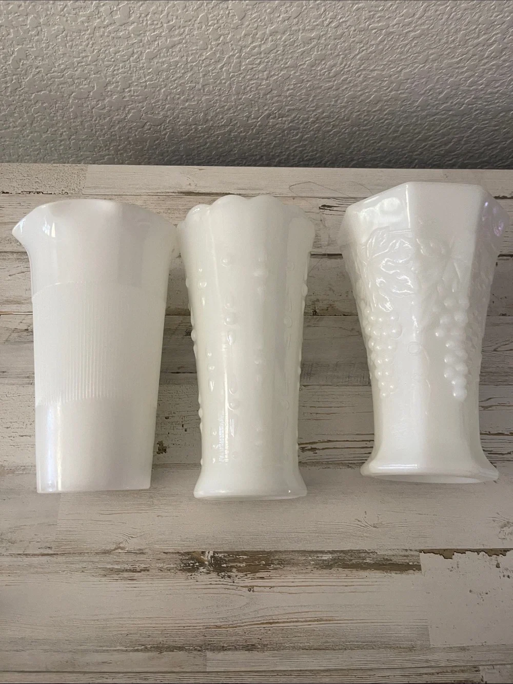 Vintage White Milk Glass Bud Vase Lot Set of 3